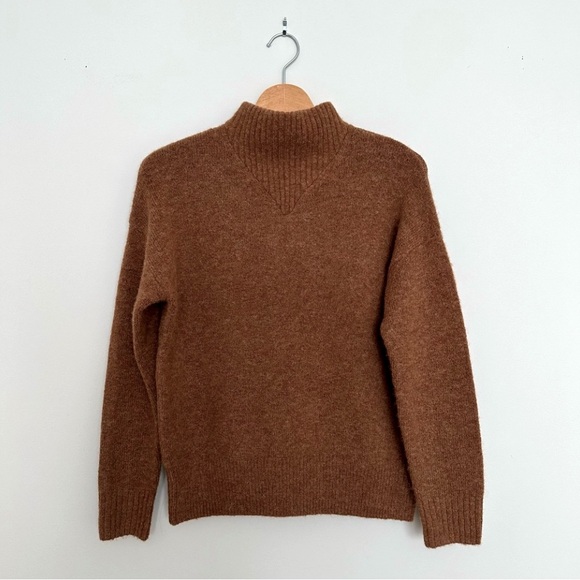 Madewell Mod Retro V Mock Turtleneck Long Sleeved Cinnamon Brown Sweater Size SM - Picture 11 of 11
